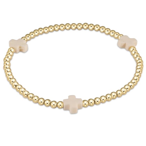 enewton signature cross gold pattern 3mm bead bracelet - Picture 1 of 2
